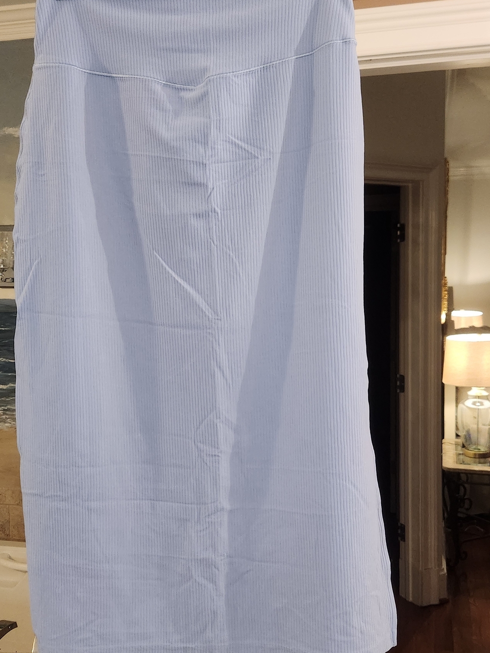 aerie Light Blue Ribbed Midi Skirt w/Side Slit.Also Have Blk, Cream & Navy Avail